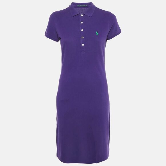 Ralph Lauren Purple Logo Embroidered Cotton Mini Polo T-Shirt Dress S